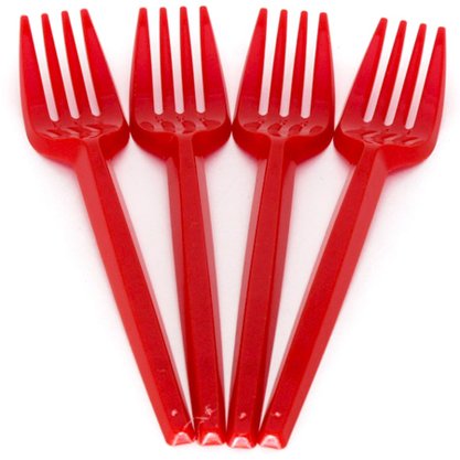 Garfo Sobremesa Plástico 50 Unidades Vermelho