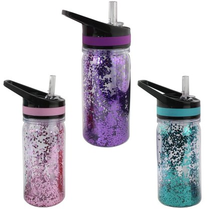 Garrafa Squeeze Aerobic Glitter Plástico 350ml