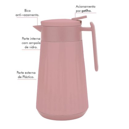 Garrafa Térmica Rosa 1L Class Home