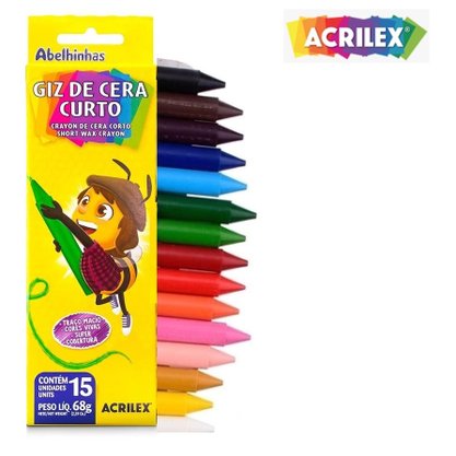 Giz De Cera Curto 15 Cores Acrilex