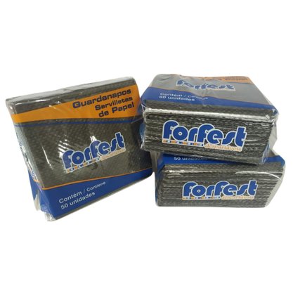 Guardanapo Com 50 Unidades 20x22cm Cor Preto Forfest