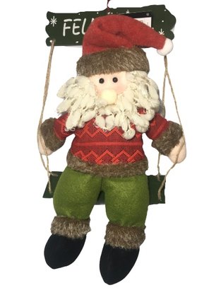 Guirlanda Feliz Natal Boneco Sentado No Balanço