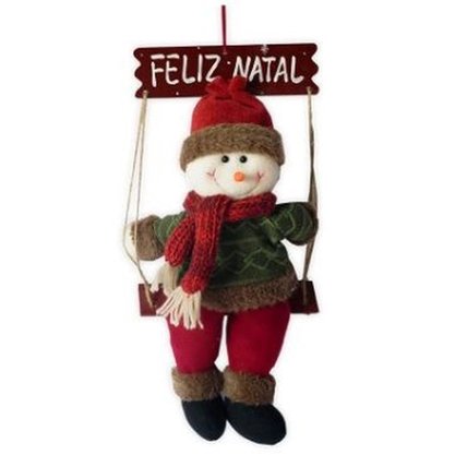 Guirlanda Feliz Natal Boneco Sentado No Balanço