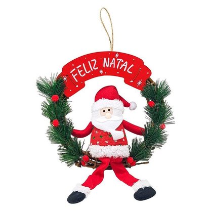 Guirlanda Papai Noel Placa Feliz Natal 33cm