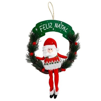 Guirlanda Papai Noel Placa Feliz Natal 33cm