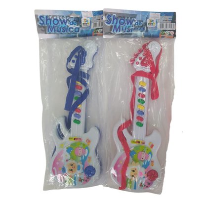 Guitarra Musical Plástico Média À Pilha