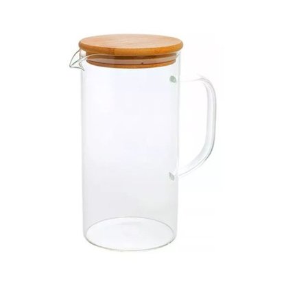 Jarra Vidro Com Tampa Bambu 1,35L