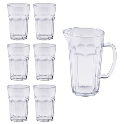 Jogo Casual 7 Peças Jarra E Copos Vidro Class Home