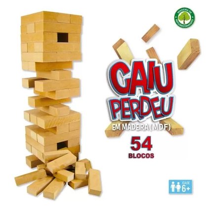 Jogo Torre Jenga Caiu Perdeu MDF