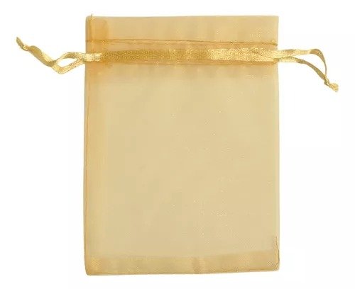 Kit 10 Saquinhos Organizadores Organza 17x23cm Dourado