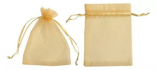 Kit 10 Saquinhos Organizadores Organza 20x30cm Dourado