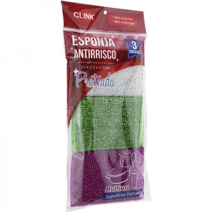 Kit 3 Esponjas Antirrisco Poliéster Clink