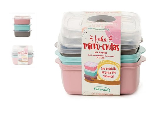 Kit 3 Potes 1,3L Plasvale Sortido
