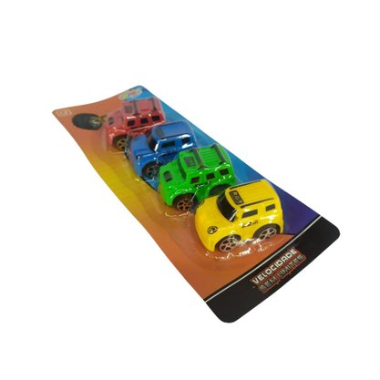 Kit 4 Carrinhos Fricção Coloridos Wellmix