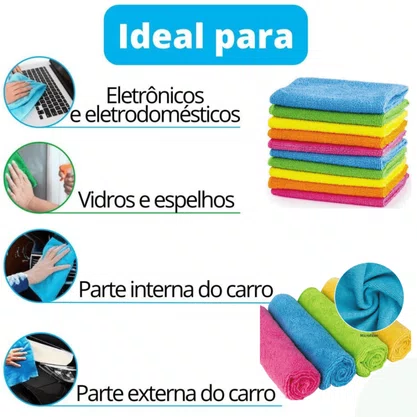 Kit 5 Panos Microfibra Multiuso/Limpeza 30 x 30 CM