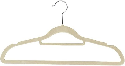 Kit 6 Cabides Aveludados Suporte Central Marfim
