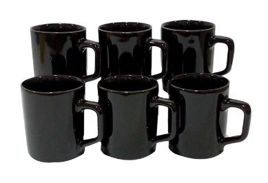 Kit 6 Mini Canecas Café Cerâmica Indian 90ml Preto 