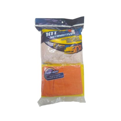 Kit Automotivo Flanela Estopa E Esponja AutoKlin