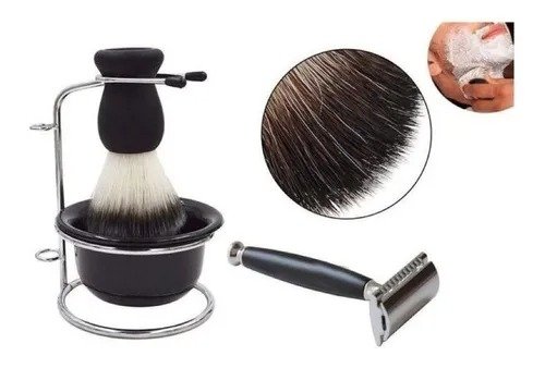 Kit Barbear Retrô Com Suporte 4 Peças