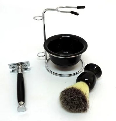 Kit Barbear Retrô Com Suporte 4 Peças
