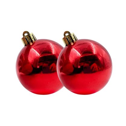 Kit Bolas De Natal Vermelho 2 Unidades 6cm