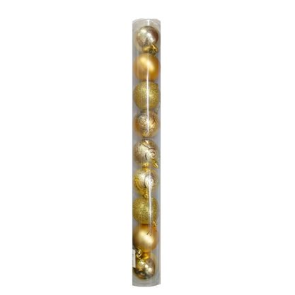 Kit Bolas De Natal 9 Unidades Dourado 6cm
