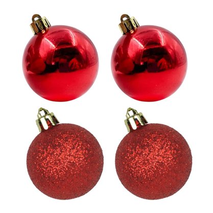 Kit Bolas De Natal Vermelho 4 Unidades 4cm