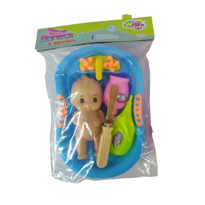 Kit Boneca Com Banheira E Acessórios 5 Peças