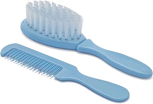 Kit Cabelo Para Bebê Escova E Pente Azul