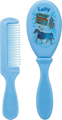 Kit Cabelo Para Bebê Escova E Pente Azul