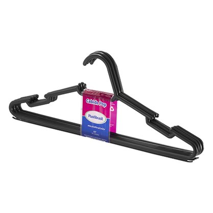 Kit Cabide Adulto Preto 6 Unidades