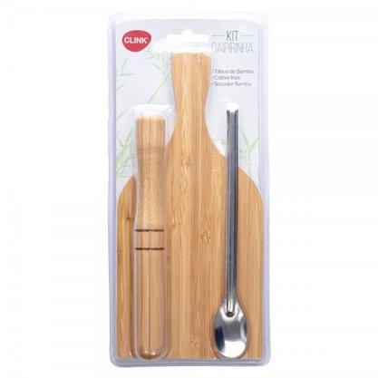Kit Caipirinha 3 Peças Bambu E Inox