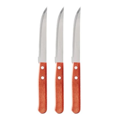 Kit De Facas De Mesa Wood Cartela 3 Peças