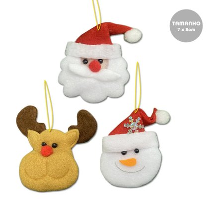 Kit Enfeites Decorativos De Natal 3 Unidades 