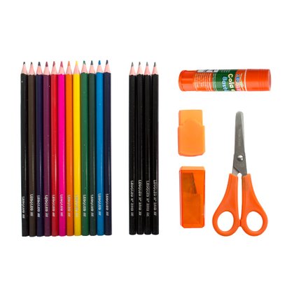 Kit Escolar Com Lápis De Cor 20 Peças