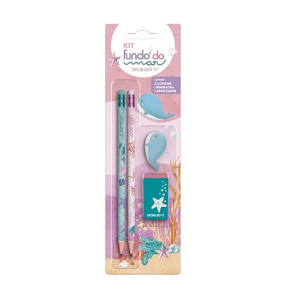 Kit Escolar Fundo Do Mar Leo&Leo 4 Peças Sortido