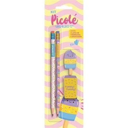 Kit Escolar Picolé Leo&Leo 4 Peças Sortido