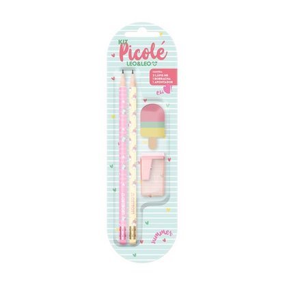 Kit Escolar Picolé Leo&Leo 4 Peças Sortido