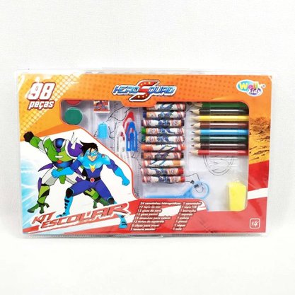 Kit Estojo Escolar Heroes 98 Peças