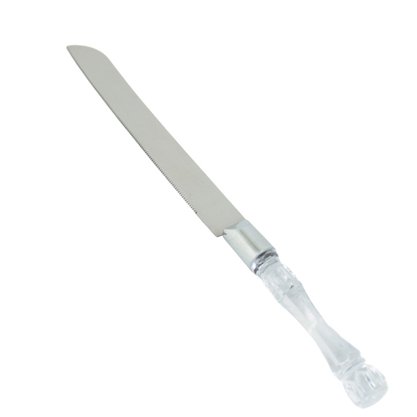 Kit Faca E Espátula Para Bolo Inox/Acrílico