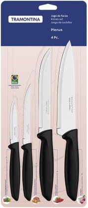 Kit Facas 4 Peças Inox Plenus Preto Tramontina