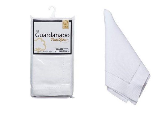 Kit Guardanapo 2 Peças Ponto Ajour 40x40cm Branco