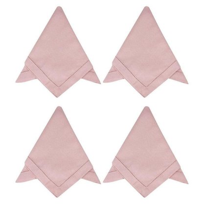 Kit Guardanapo 2 Peças Ponto Ajour 40x40cm Rosa Chá