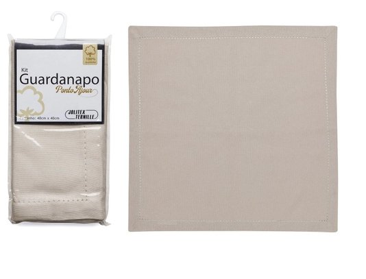 Kit Guardanapo 2 Peças Ponto Ajour 40x40cm Taupe