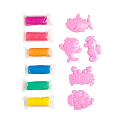 Kit Massa De Modelar 6 Cores 5 Moldes Fundo Do Mar