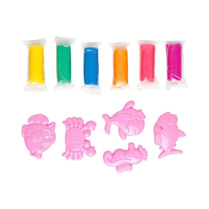 Kit Massa De Modelar 6 Cores 5 Moldes Fundo Do Mar