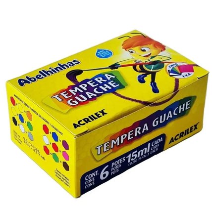 Kit Tinta Guache 6 Cores Acrilex 15ml
