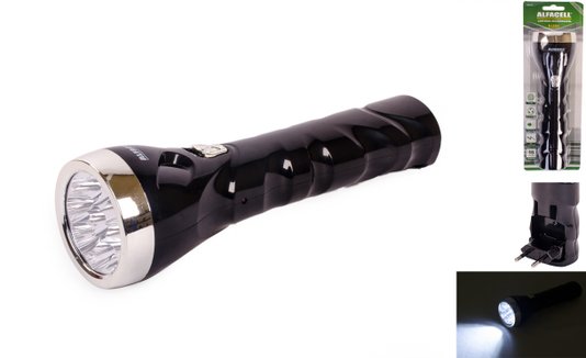 Lanterna 9LEDs Recarregável 22cm Cor Preto Alfacell