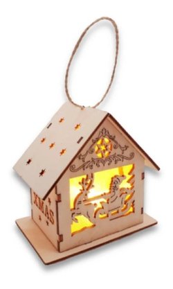 Enfeite Casa Com Led Luminosa MDF Natalina 9 CM
