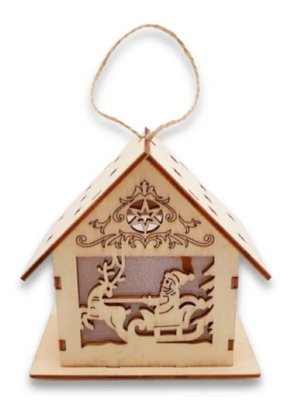 Enfeite Casa Com Led Luminosa MDF Natalina 9 CM